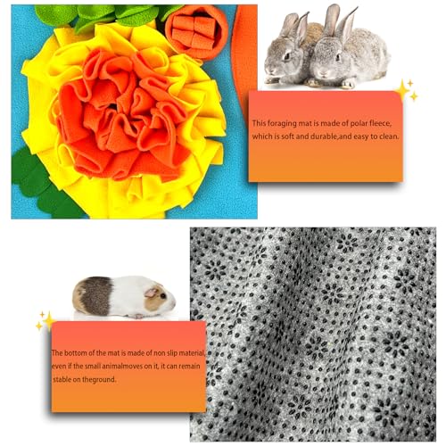 Rabbit Hay Feeder Bunny Foraging Mat Interactive Pet Foraging Toy for Bunny Guinea Pig Chinchillas Hamster Ferrets Small Animals
