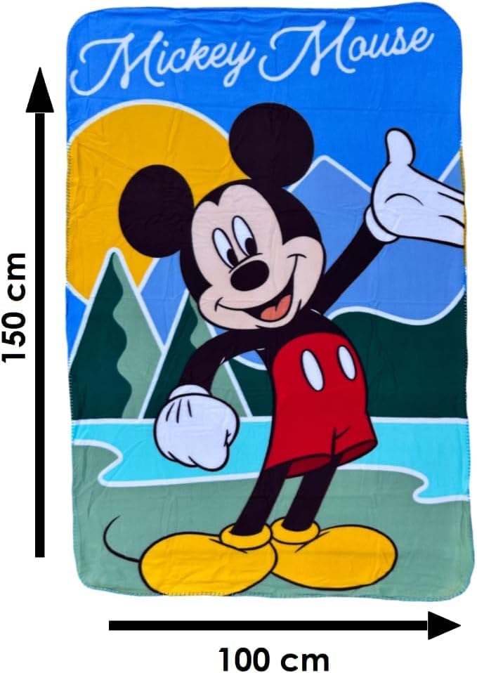 MickeyMouse Disney Mickey Mouse BAM with Pink and Blue Comic Figures Fleece Blanket (Light Blue)