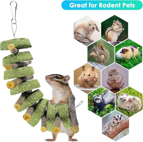 ERKOON Bunny Chew Toys, Rabbit Chew Toys for Teeth Grinding, Improve Dental Health, 100% Natural Apple Wood Timothy Grass Cake Treats for Rabbits Guinea Pigs Chinchillas Bunnies Hamsters (7 Pcs) - style: 7 Pcs