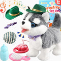Husky Walking Dog Toy for Kid Boy with Leash Barking Talking Lick Wag Tail | Interactive Puppy Robot That Repeats You Say for Girls, Fake Plush Singing Pet Doggy Pretend Dress Up Birthday Christmas 3+ - color: 3.husky Dog