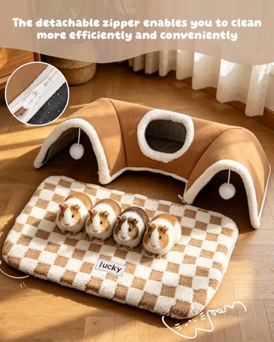 Extra Large Guinea Pig Hideout Tunnel, 22Lx16Wx5H Inches, Brown | Pet Tunnel for Dwarf Rabbits, Bunny, Chinchillas, Hamsters, Hedgehogs, Ferrets. Small Animal Tubes & Tunnels. Eay Assembly - color: Brown