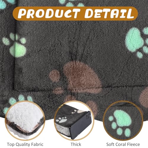 4 Pack Ultra Soft Dog Cat Bed Mat Small Animal Guinea Pig Bed with Cute Print Reversible Fleece Dog Crate Kennel Pad Cozy Washable Thickened Hamster Pet Beds Mat(21 x 14 Inches,Black) - color: Black, size: 21 x 14 Inches