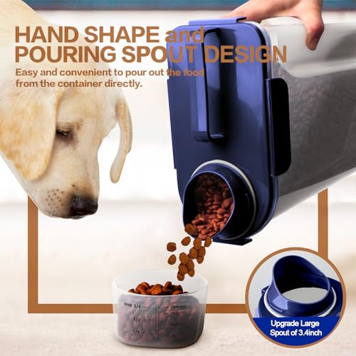 TIOVERY Dog Food Storage Container, 5-7 Lbs Airtight Pet Food Container, Cat Food Container Dispenser with Portable Handle, Pouring Spout and 4 Seal Buckles for Dogs Cats 2 Pack Blue - color: Blue 6Qt + 3Qt