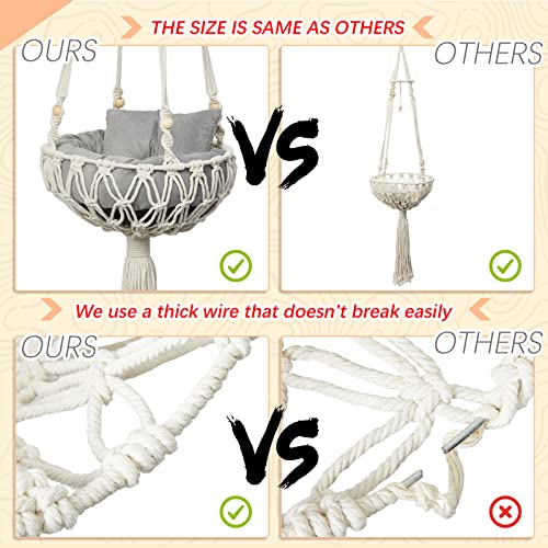 3 Pcs Macrame Cat Hammock, Including Hanging Kitten Bed Scratcher Scratch Pad Swing Bed for Small Cat Small Dog(40 x 12 Inch,Cute Style)
