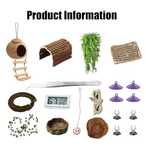TEICCI 20-Piece Bearded Dragon Tank Accessories Set | Leopard Gecko Tank Accessories, Reptile Bridge, Bearded Dragon Hammock, Suitable for Lizards, Geckos, And Chameleons