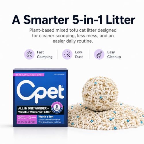 OPET Mixed Tofu Bentonite Multi-Cat Cat Litter 18LB, Strong Fast Clumping Kitty Litter, 99.9% Dust Free & Low Tracking, High Absorbent & Odor Control, Natural Pet Litter (Fresh)