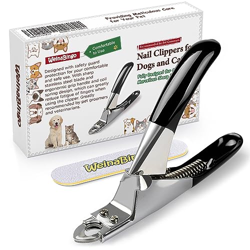 Dog Cat Pets Nail Clippers, Professional Pets Claw Trimmer with Free Nail File, Sharp Stainless Steel Blade, Sturdy Non Slip Handles - for Safe, Professional at Home Grooming - color: Black