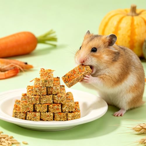 Abizoo 18 Pcs Hamster & Rat Treats, Healthy Supplement for Senior Small Pet | Daily Nutrition Food for Immune Health, Chew Toys for Teeth Grinding, Nutri Blocks for Hamsters, Rats and Gerbils of All Ages