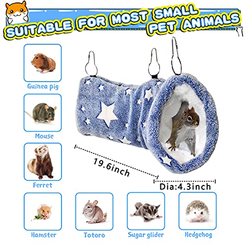 Noctilucent Luminous Guinea Pig Rat Hammock Bunkbed Hanging Tunnel and Soft Bed Mat for Ferret Hedgehog Chinchilla Squirrel Hamster Mice Sugar Glider Hideout Cage Accessories (1. Tunnel Hammock) - color: 9.Star Tunnel