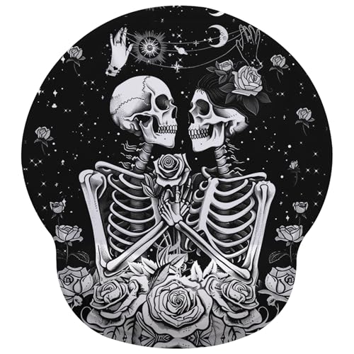 Skeleton Lover Mouse Pad with Gel Wrist Support, Smooth Surface Ergonomic Mouse pad, Non-Slip Pain Relief Desk Mat for Gaming, Work & Office Desktop - color: Skeleton Lover