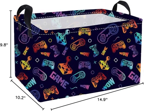 Essme Rectangular Game Basket,Kids Storage Bins Organizer with Handles for Boys Room Decor, Gift Basket,Shelf Basket.(Color Game) - color: Color Game