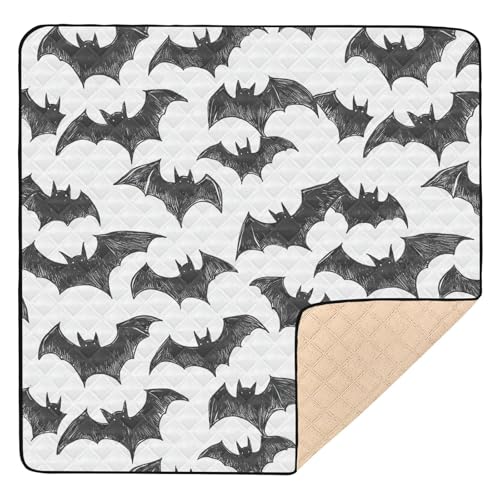 Baby Play Mat Black Brush Doodle Bats 50 x 50 Playpen Mats for Floor Play Gym Crawling Mat Non-Slip Cushioned Baby Playmat for Infants, Babies, Toddlers - color: multi 24
