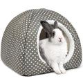 Rabbit Hideout Large Bunny Bed Washable Rabbit House | Fleece Hiding Hut for Indoor Bunnies Guinea Pigs, Small Animal Hideaway - color: Grey