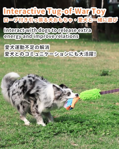 SCHITEC Dog Tug Toy, Bungee Tug of War Rope Toys with Squeaky Sound for Small Medium Large Dogs, Puppy Training Pull Toy for Exercise & Interactive Play Games - style: Chenille+Short Handle
