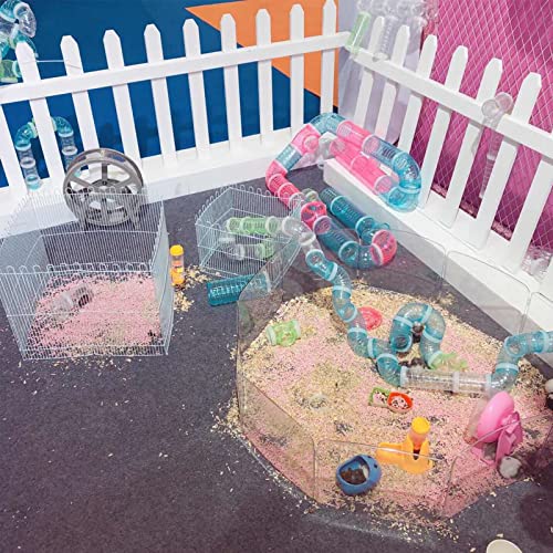 8 Pack Transparent Curved Pipe Pet Cage Tunnel Set - DIY Creative Connection Tunnel External Sports Tube for Mouse, Hamster, Rat and Other Small Animals - color: Blue