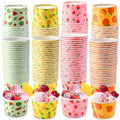 Jingmore 100 Pcs Ice Cream Paper Cups Bulk 8 oz Disposable Dessert Bowls for Hot or Cold Food Snack Treats Gift for Birthday Summer Party Favor Decoration(Summer Fruit) - style: Summer Fruit