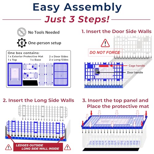 Poultry Carrier Crate 3 Doors with a Mess-Free Protective Pad, Durable Poultry Transport Cage for Chickens, Quail, Birds, Rabbits, Ducks