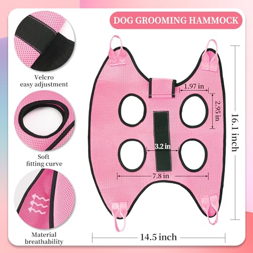 PatiencET Cat Grooming Hammock Kit | For Cats & Dogs up to 12 lb, Hanging Harness and Sling for Nail Trimming, Includes Clippers/Trimmer, File & Comb, Pink XS - color: Pink, size: XS (12 LB Max)