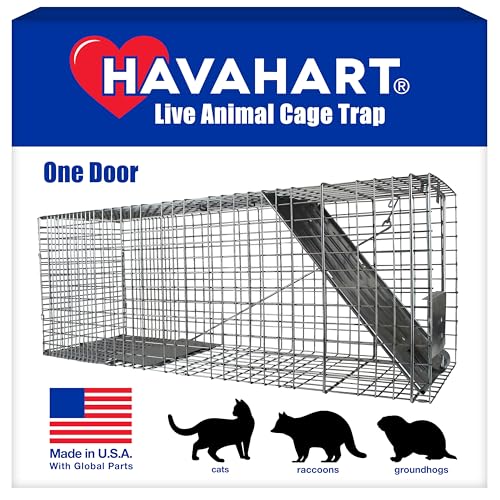 Havahart Large 1-Door Live Animal Trap for Raccoons, Cats, Bobcats, Beavers | Heavy Duty Humane Catch and Release Cage Trap for Outdoor Pest Control, 1079SR