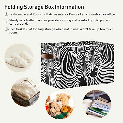 Storage Basket Cube Animal Zebra Print Large Collapsible Toys Storage Box Bin Laundry Organizer for Closet Shelf Nursery Kids Bedroom,15x11x9.5 in,1 Pack