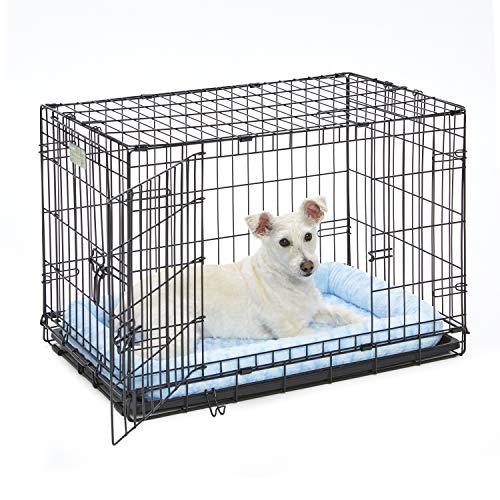 MidWest Homes for Pets QuietTime Fashion Dog Bed – Blue Faux Fur Bolster, Ultra-Soft and Machine Washable, Fits 30-Inch Crates and Carriers, for Medium Breed Dogs - color: Blue, size: 30 Inch