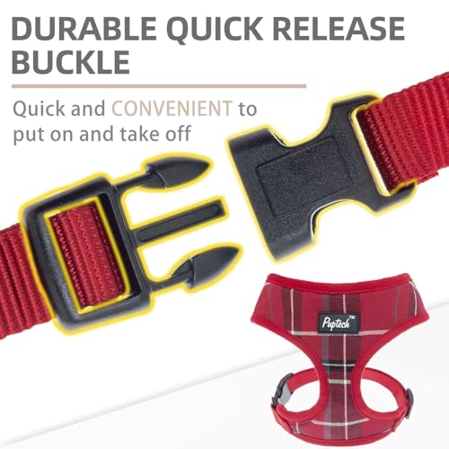 PUPTECK Soft Mesh Dog Harness and Leash Set Pet Puppy Cat Comfort Padded Vest No Pull Harnesses, Red, S - color: Red, size: S (NECK: 12", CHEST: 14"-18")