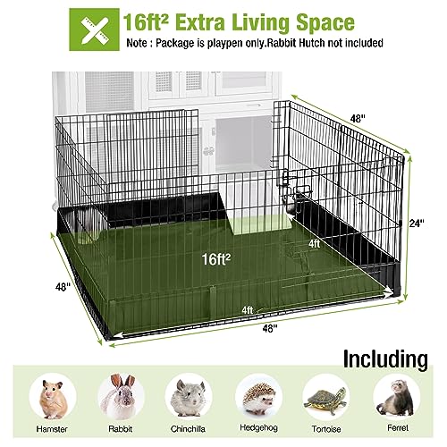 GUTINNEEN Rabbit Pet Playpen Bunny Run Extension Indoor Small Animal Pen (Playpen Only) - color: Black, size: 48.0"L x 48.0"W x 24.0"H