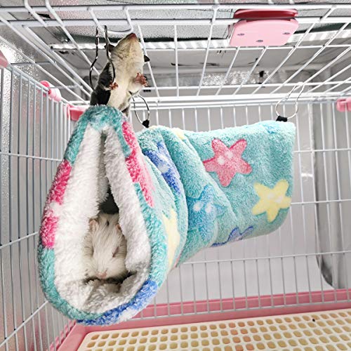 LEFTSTARER Guinea Pig Ferret Rat Hammock Toy Small Animal Cage Accessories Hideout Tunnel & Bunkbed Hammock for Rat Ferret Guinea Pig Hamster Sugar Glider Chinchilla (Star-Green) - color: Star-Green
