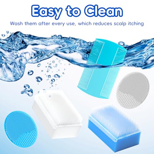 Cradle Cap Brush for Babies, Baby Bath Essentials with Silicone Scrubber Bath Sponge Dual-Sided Comb for Newborns Toddlers Boys Girls (Blue,Set of 5) - color: Blue Brush+ Comb
