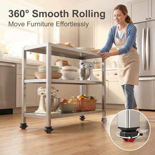 Self-Adhesive Furniture Wheels, 360° Swivel Mini Casters, Silent Rollers for Small Cabinets, Desks, Shelves, Boxes – Single Wheel Load 44lbs, Black (4, Black)