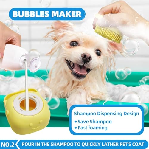 Bath Grooming Kit with Hair Brush, Towel & Scrubber Gloves - 6-in-1 Slicker Brush for Shedding Dogs & Cats, Blue - color: 6-Bath-Blue