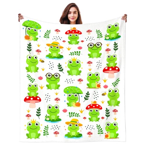 Frog Blanket Gifts for Girls Women Cute Frogs Stuff Accessories Soft Flannel Frogs Throw Blanket Bedding Plush Animal Frog Gifts for Women Girls Boys Kids Teens Adults Room Decor 50"X40" - color: Frog, size: 50"x40"