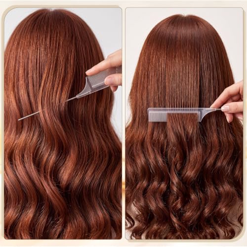 Leinuosen 3 Pack Rat Tail Comb Carbon Fiber,Clear | Steel Pin Tail for Sectioning, Heat Resistant Teasing, Pick Comb for Women Wig Styling, Fishtail Design for Salon Updos - color: Clear
