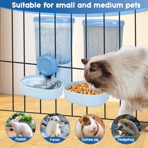 35oz Rabbit Feeder Guinea Pig Water Bottle,Hanging Automatic Food Water Dispenser,Food Feeder for Ferret Guinea Pig Rabbit Cat Bunny Cage Accessories - color: Blue