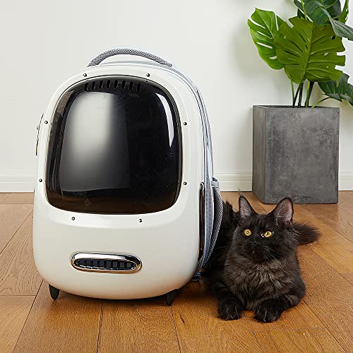 PETKIT Cat Backpack Carrier for Kitty Small Dog with Inbuilt Fan & Light | Airline-Approved Pet Backpack Bubble , Detachable Dog Backpack with Padded Strap for Travel, Hiking, Walking & Outdoor - color: White