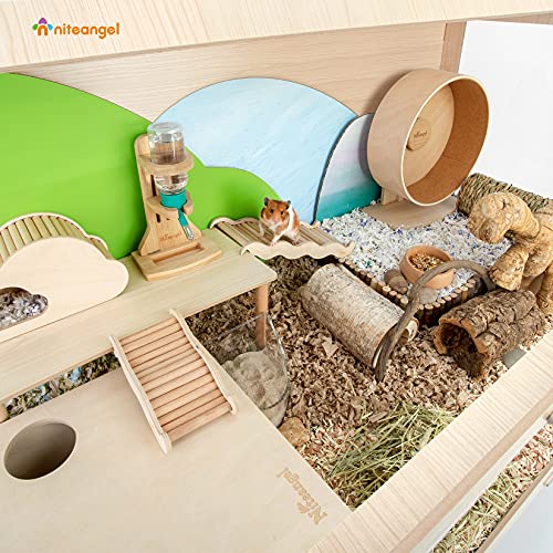Niteangel Vista Hamster Cage W/Oblique Opening Cage Door - MDF Aspen Small Animal Cage for Syrian Hamsters Degus or Other Similar-Sized Pets (Medium - 40.7 x 22.7 x 22.9 inches, Burlywood) - size: 40.7"L x 22.7"W x 22.9"H