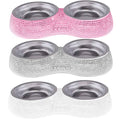 SAVORI Small Cat Bowls Pink, 320ML Handmade Bling Rhinestones Stainless Steel Pet Bowls Removable Double Food Water Feeder for Puppy Cats Dogs - color: 320ml-Pink