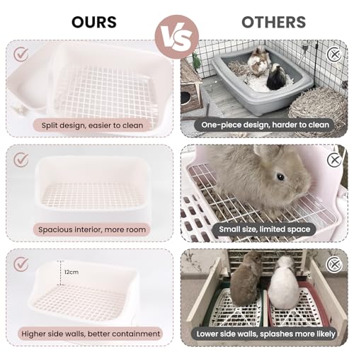 Large Rabbit Litter Box, Bunny Litter Box, Removable Top and Base, White | Removable Top and Bottom, Easy to Assemble and Clean, Suitable for Adult Rabbits, Guinea Pigs and Other Small Pets - color: White, size: 17.8" × 11.8" × 7.5"