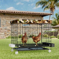 STILLCOVE Small Chicken Cage Outside, with Waterproof Cover & Bowls | with Removable Trays, Universal Wheels, Small Animal Enclosure for Rabbit, Bunny, Cat, Kitten, Dog, Guinea Pig, Ferret, Duck