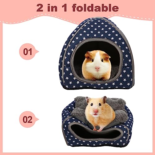 Cozy Guinea Pig Hideout Bed Soft Fleece Material Removable Cushion Washable and Dryer Friendly Perfect Cage Accessories for Rabbits Hamsters Hedgehogs - color: Royal Blue
