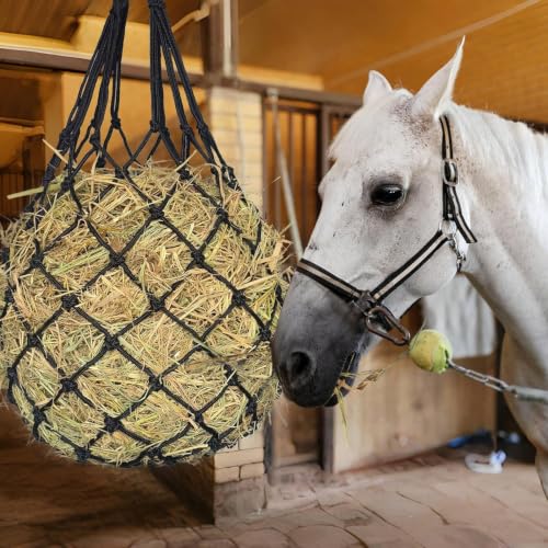 Hay Net for Horses,Slow Feed Hay Bag for Horses Goat Sheep 3 Black | Hanging Hay Feeder Bag for Horses Stable Stall Paddock Rest Toy - color: 3 Black