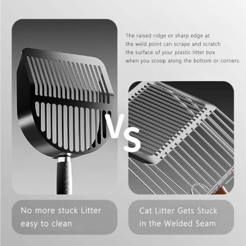 DHXYZZB Cat Litter Scoop 304 Stainless Steel Litter Shovel, Heavy Duty Litter Sifter, Litter Scooper with Wooden Handle Large Scoop for Fast Sifting Easy Rinse Clean