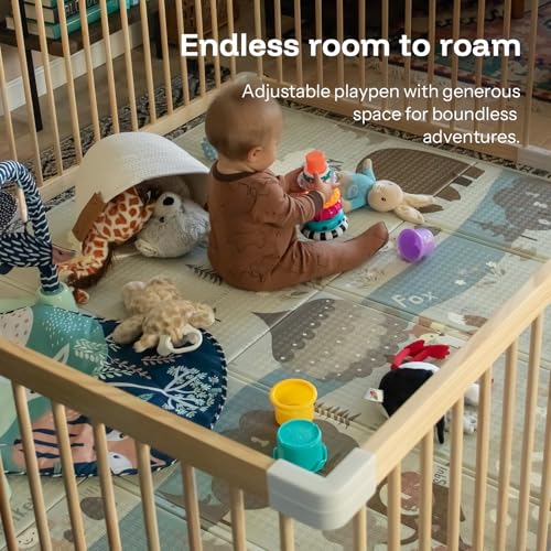 HARPPA Grovi Playpen, GREENGUARD Gold Certified – 57 x 57 inch | New Zealand Pine Wood - size: 57 x 57 x 24 Inch