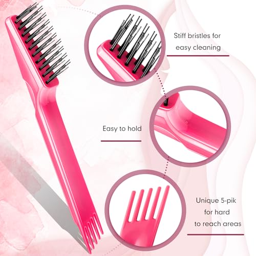 Yaomiao 2 Pcs Hair Brush Cleaner Tool 2-in-1, Black and Pink Hairbrush Cleaner for Removing Hair Dust, Mini Comb for Removing Dirt, Home Salon Use - color: Black,Pink