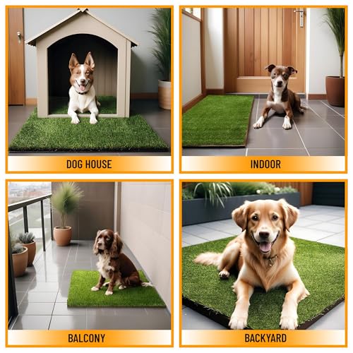 Ottomanson Artificial Grass Puppy Potty Training Pad, 15" x 30" Reusable Pee Pad for Small Pets and Dogs - color: A Grass, size: Pet - 15" x 30"