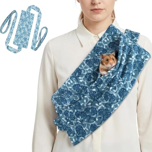 Single Guinea Pig Carrier, Guinea Pig Backpack for Small Pets, Portable Pet Sling with Breathable Mesh Design for Travel, Vet Visits and Outdoor Adventures, Blue