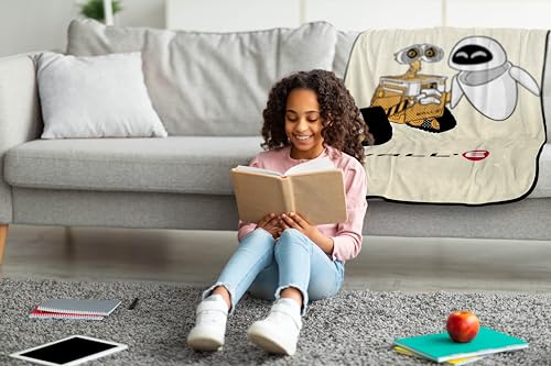 Jay Franco Kids Plush Throw Blanket – Soft & Cozy Fleece Throw for Bedroom & Couch Décor, Official Licensed Product, Beige - Wall-E, 40x50 - Travel Blanket - color: Beige - Wall-e, size: 40x50 - Travel Blanket