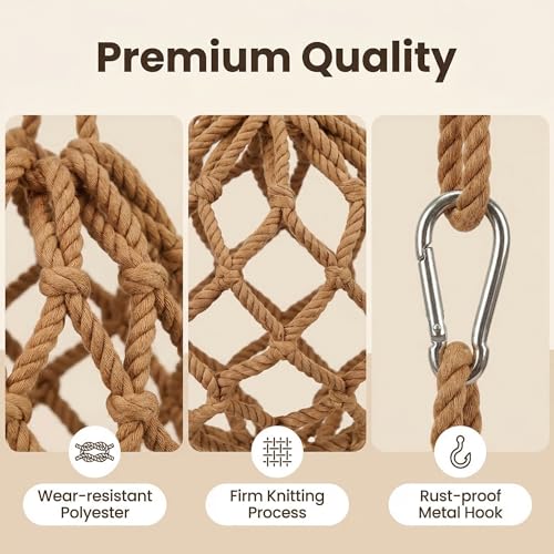 Khaki Rabbit Hay Feeder Mesh Bags, 13×11 Inch Spherical Polyester Hay Pouch - color: Khaki