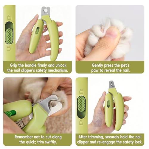 Dog Nail Clippers,Dog Nail Trimmers for Small Medium Dogs and Cats - Professional Grooming Tool with Safety Lock, Sharp Stainless Steel Blade Prevents Splitting，Includes Nail File (Green-mini) - size: Green-mini