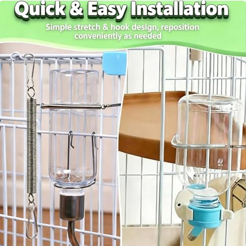 10 Pack Guinea Pig Water Bottle Spring Clips, Rabbit Water Bottle Holders | Metal Spring Clips Replacement for Small Animal Cages to Hold on Pet Water Bottle Indoor Outdoor for Hamster, Rats